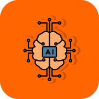 Artificial Intelligence Filled Orange background Icon vector