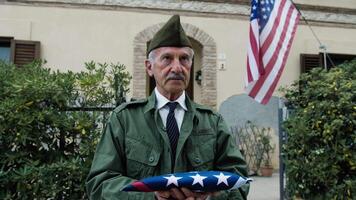 Veteran Second World War With The American Flag Folded As A Sign Of Mourning video