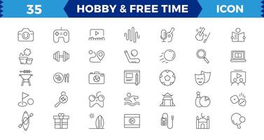 Hobby and free time thin line icons set ,pixel perfect icon vector