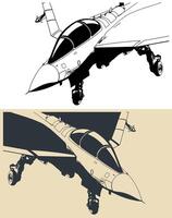 Carrier-based military jet close up vector