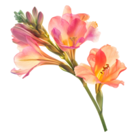 Freesia Flower, Exquisite Blossom of Elegance, Isolated on Transparent Background. png