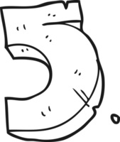 hand drawn black and white cartoon stone number five png