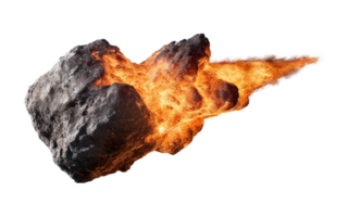 burning meteorites, asteroids on isolated background png