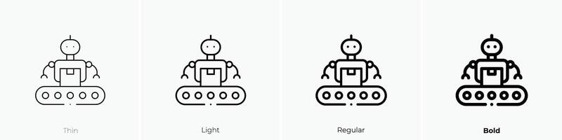 industrial robot icon. Thin, Light, Regular And Bold style design isolated on white background vector