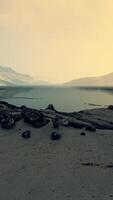 Winter landscape with snow covered rocks at Arctic Ocean video