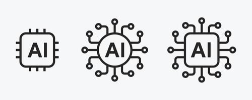 Artificial intelligence AI processor chip icon symbol. AI system icon illustration vector