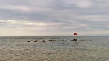 Red flag swimming prohibited high waves Playa del Carmen Mexico. video