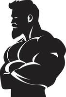 Muscle Mark Fitness Man Icon in Black Iron Icon Black Muscle Man Symbol Design vector