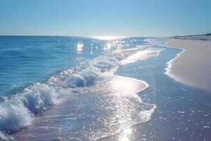 Aerial view of a beach under a sunny sky photo