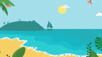 Summer Cartoon Background Leaves and Sea video