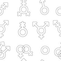 Seamless pattern LGBT outline symbols vector