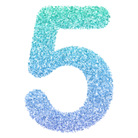 Gradient Glitter Number 5 png