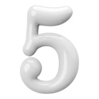 Silver 3D Number 5 png