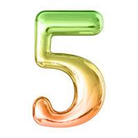 Gradient Bubble 3D Number 5 png