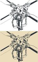 Main helicopter rotor illustrations vector