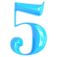 Blue Number 5 3D Render png