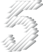 3D White Alphabet Number 5 png