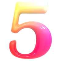 Gradient Number 5 3D Render png