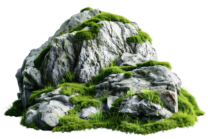 rock formación con montaña picos y verde césped aislado en transparente antecedentes png