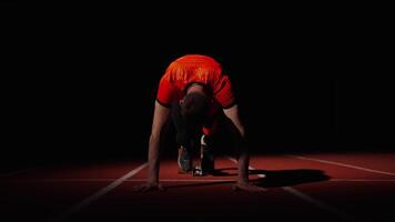 Exhausted Sportsman Training On Run Track In Stadium, Professional Runner And Running Sport video