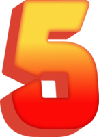 Number 5, 3D Bold Orange Alphabet Letter png