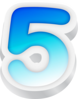 Number 5, Blue Gradient Text Effect 3D png