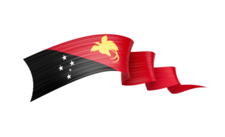 3d Flag Of Papua New Guinea 3d Wavy Shiny Ribbon Flag 3d Illustration png