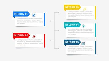 Five Step Infographic design element template for presentation. info graphic illustration. process diagram and presentations step, banner, flow chart, 5 option template. vector