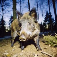 Wild boar in the forest. photo