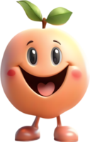 Adorable cartoon peach with a joyful, rosy-cheeked smile. AI-generated. png