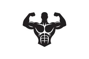 muscular chest body builder gym fitness silhouette vector