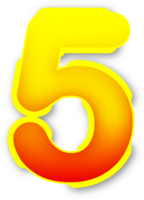 Number 5, Digital Red Yellow Text Effect Alphabet png