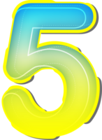 Number 5, 3D Blue Yellow Futuristic Alphabet png