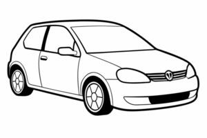 Volkswagen Golf Car Illustration with White Background Cartoons, Clipart, Line Art, Volkswagen Golf car illustration with a white background, perfect for various design uses vector