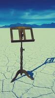 an old music stand is on white salt desert video