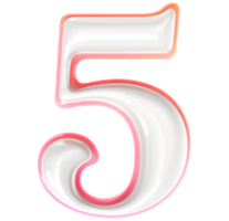 5 Number 3D Render png