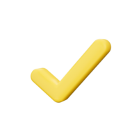 3d Bright Yellow Check Mark Symbol Icon 3d Illustration png