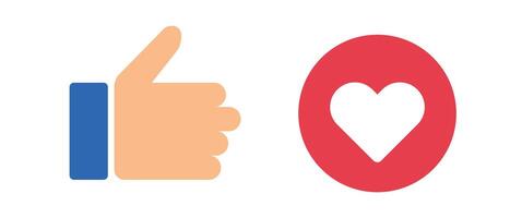 Thumbs up and heart icon set. vector