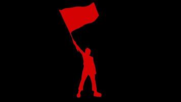 man waving flag alpha channel transparent isolated icon video