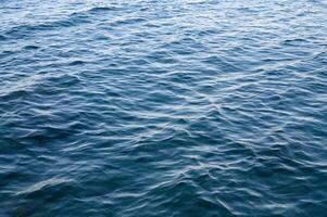 Blue abstract ocean seascape. Surface of the sea. Water waves top view. photo