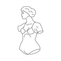 Y2k Greek woman goddess monument in bra lingerie contemporary pop art outline icon vector