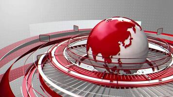 ABSTRACT MODERN RED AND WHITE NEWS BACKGROUND WITH ROTATING EARTH LOOP video