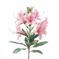 Beautiful Pink Lily Flower with Green Leaves - High-Resolution Botanical Illustration for Nature and Floral Design Projects png