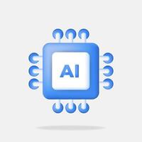 minimal 3d icon of a ai chip. technology, and robotics vector