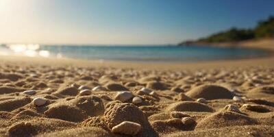 Sand beach of sunny day with bokeh background. photo