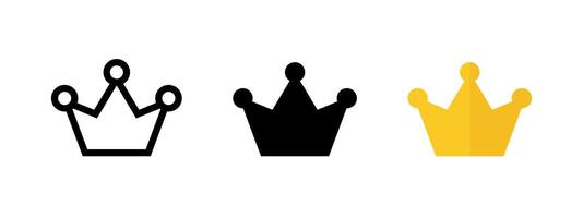 Queen icon. King symbol. Simple gold crown illustration. Jewelry sign. Kingdom sign. Authority concept. Prince and princess minimalistic pictogram. vector