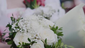 wedding flowers bouquet of white roses video