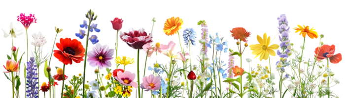 Vibrant Wildflowers Blooming on a Transparent Background png