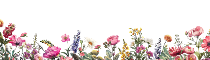 Vibrant Floral Border with a Transparent Background, Perfect for Design Projects png