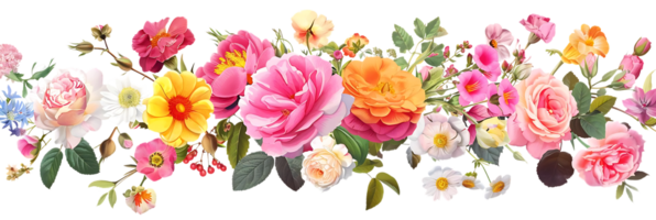 Vibrant Floral Arrangement with a Transparent Background, Perfect for Design Projects png